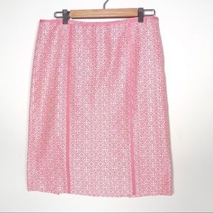 Magaschoni Pink Brocade Print Pencil Skirt